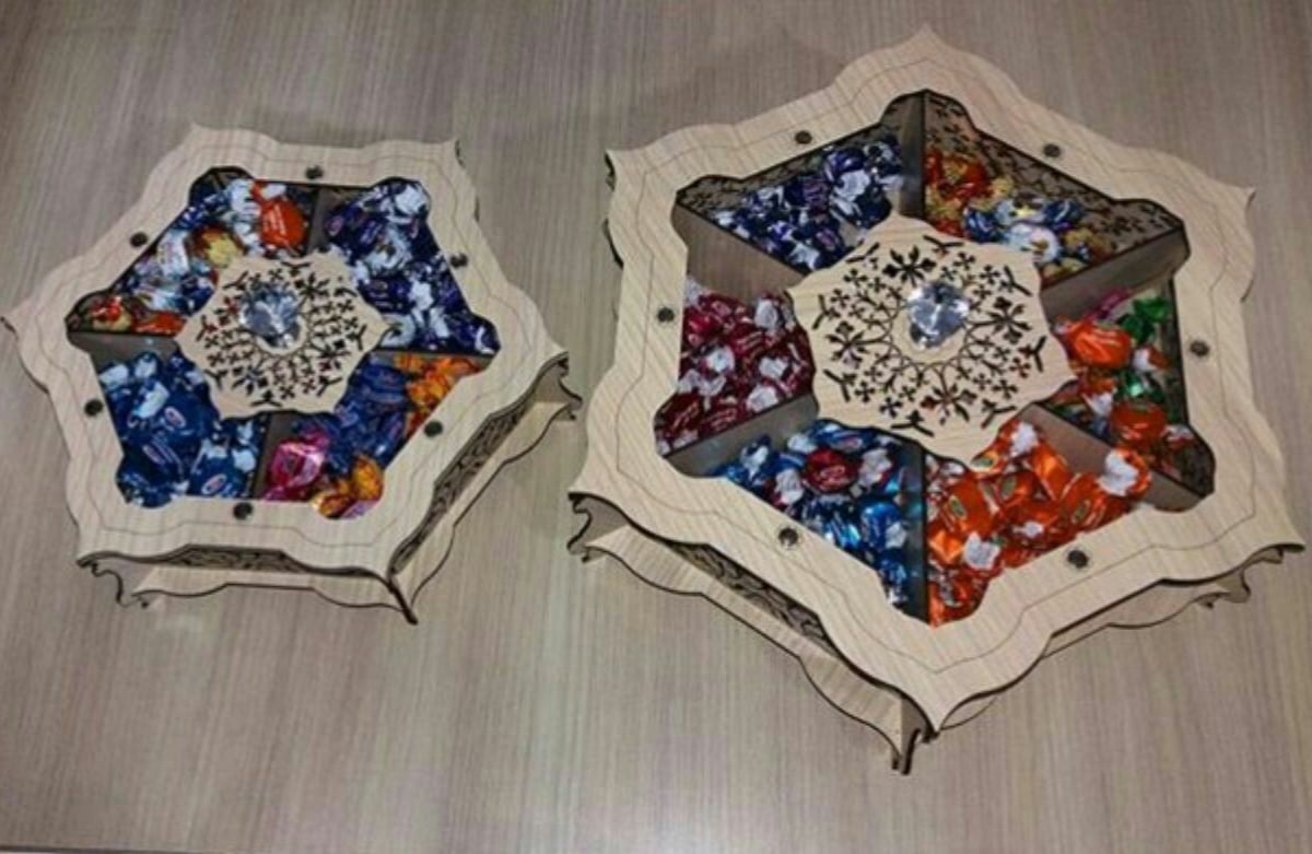 Laser Cut Decorative Wooden Candy Gift Box