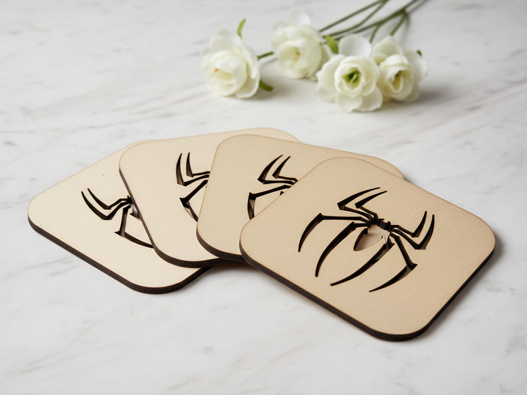 Laser Cut Wooden Spider Man Emblem Drink Coaster