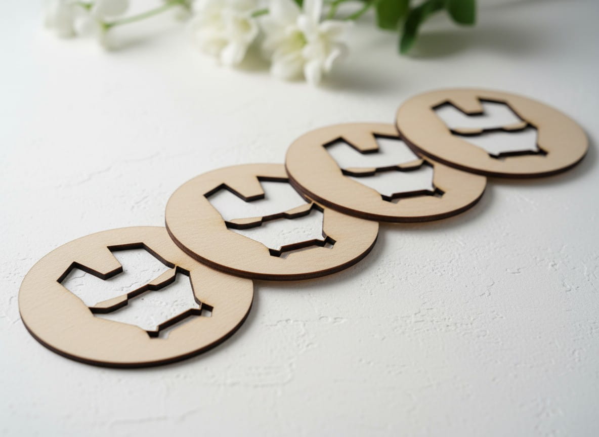 Laser Cut Wooden Iron Man Helmet Drink Coaster