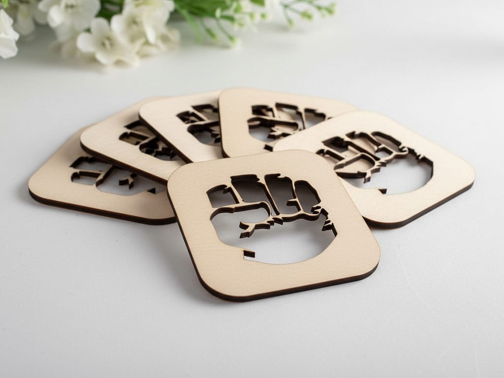 Laser Cut Wooden Hulk Fist Drink Coaster