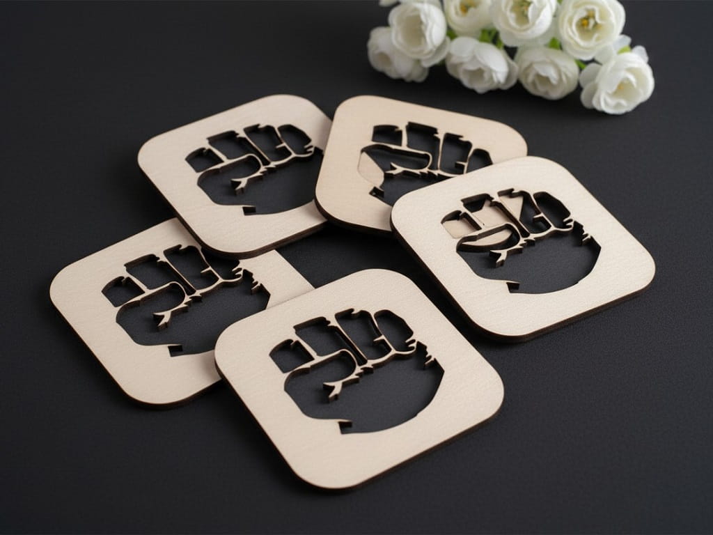Laser Cut Wooden Hulk Fist Drink Coaster