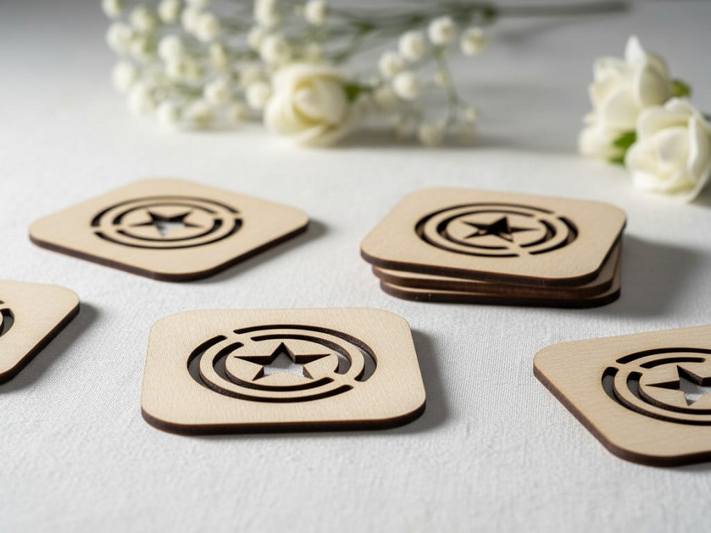 Laser Cut Wooden Captain America Shield Drink Coaster
