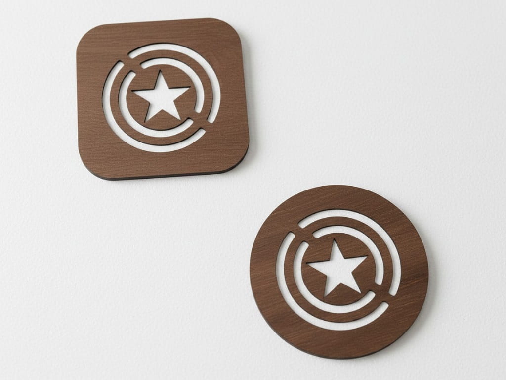 Laser Cut Wooden Captain America Shield Drink Coaster