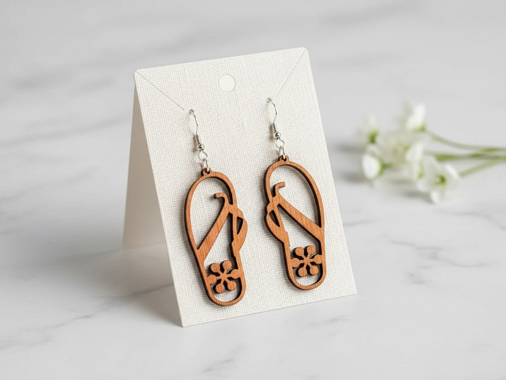 Laser Cut Wooden Flip Flop Earrings