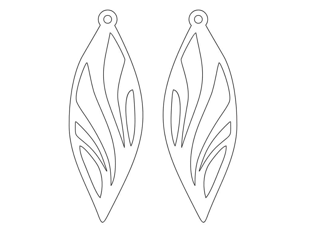 Laser Cut Wooden Hollow Leaf Dangle Earrings