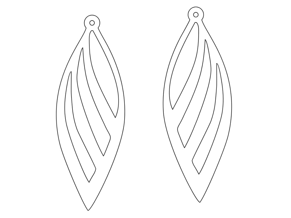 Laser Cut Wooden Modern Leaf Dangle Earrings