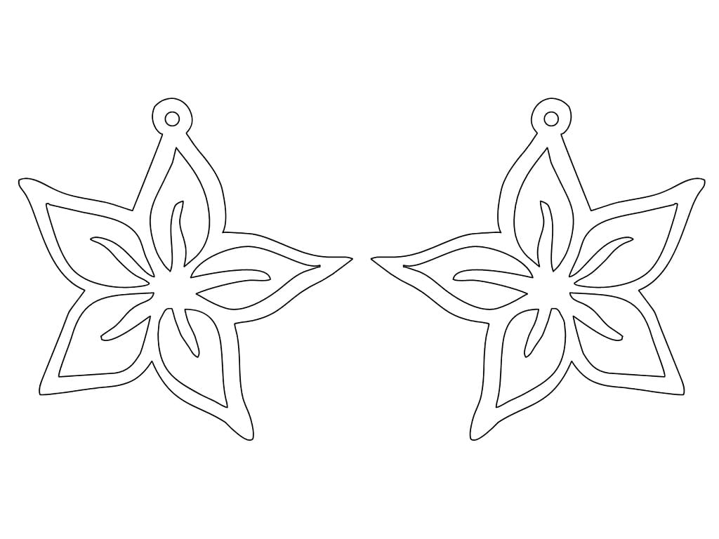 Laser Cut 5 Petal Flower Dangle Earrings