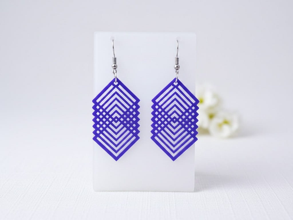 Laser Cut Geometric Dangle Earrings