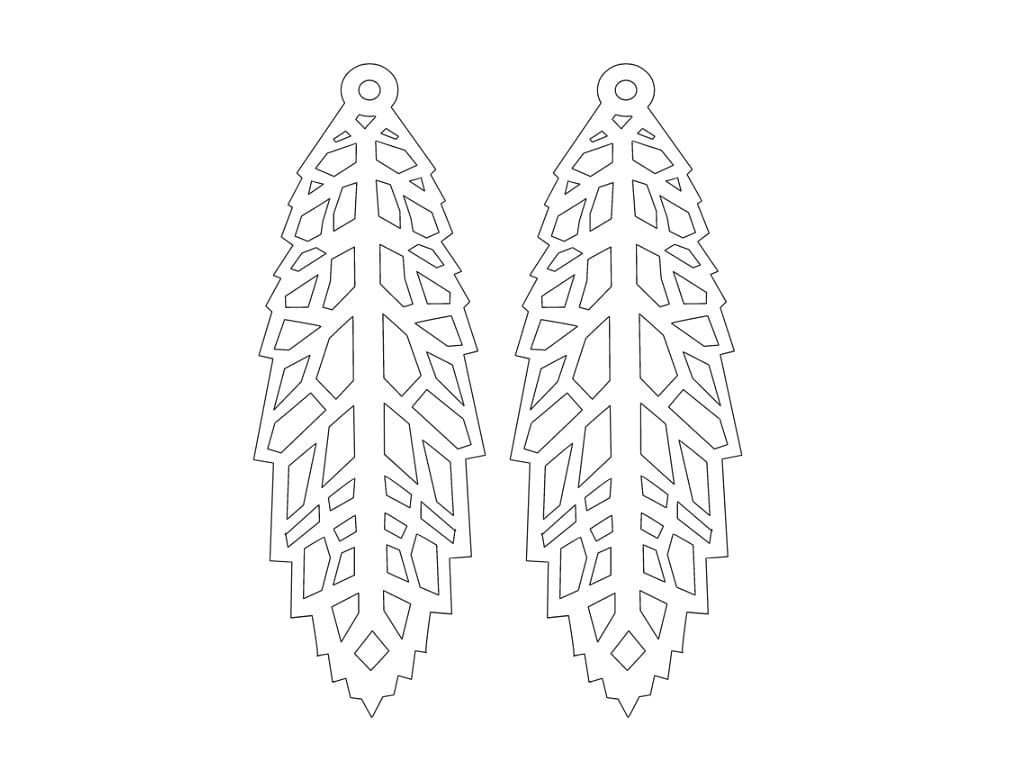 Laser Cut Geometric Feather Statement Earrings
