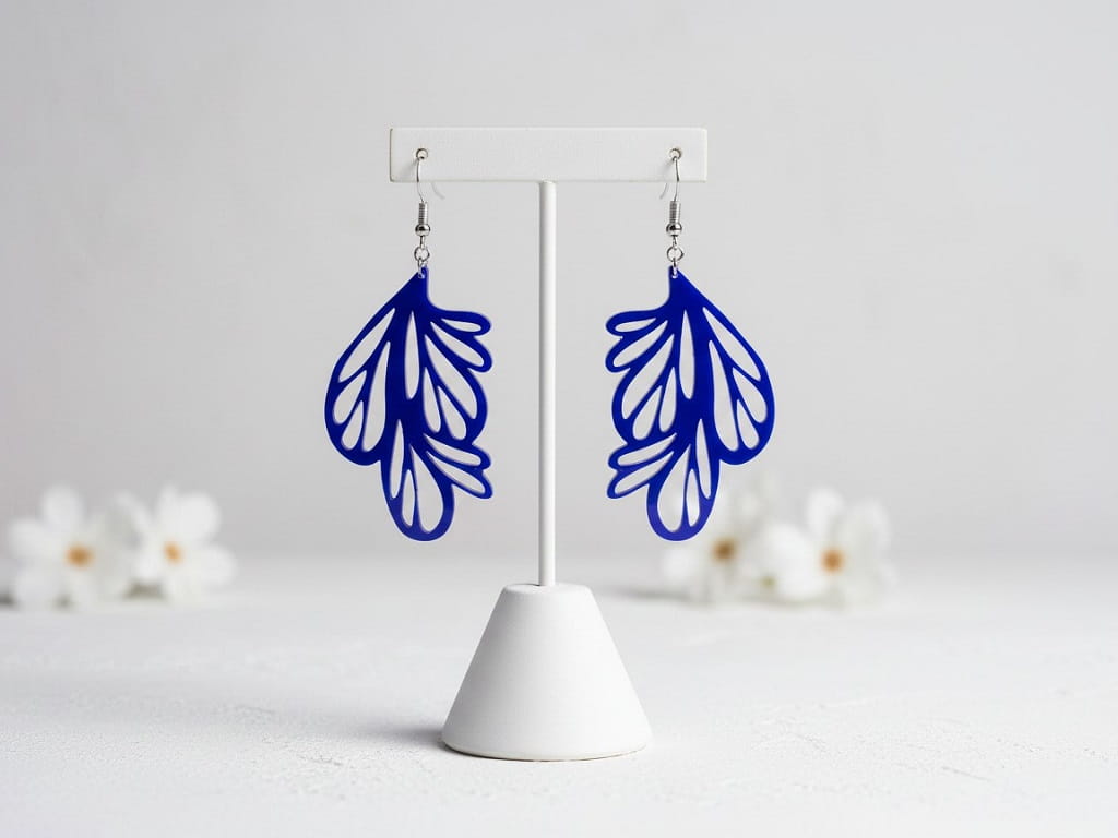 Laser Cut Geometric Hollow Leaf Dangle Earrings