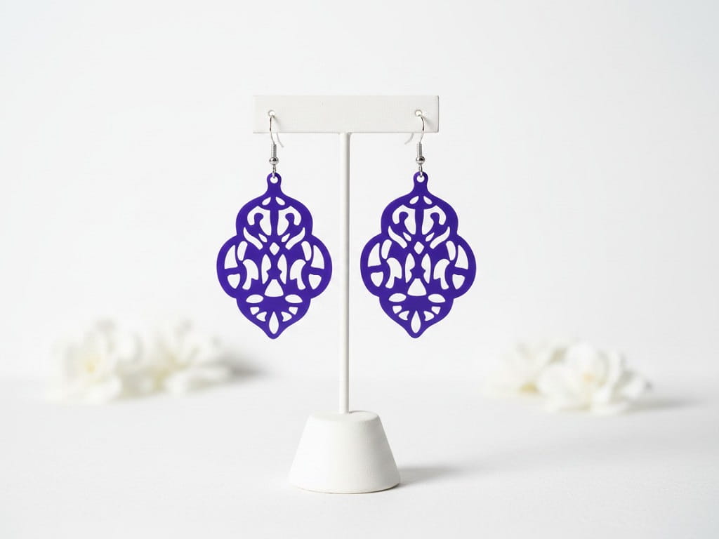 Laser Cut Ornate Filigree Dangle Earrings
