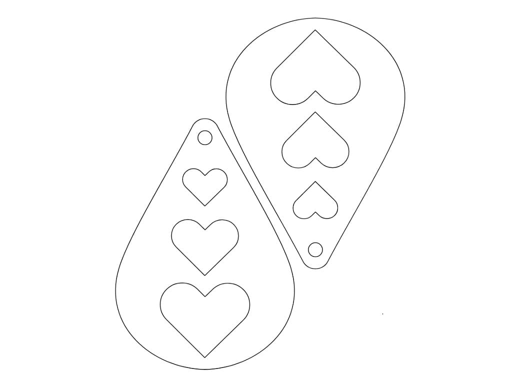 Laser Cut Triple Heart Teardrop Earrings
