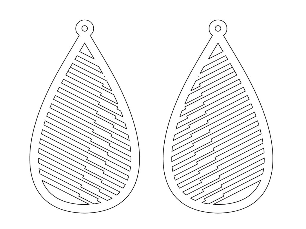 Laser Cut Wooden Geometric Teardrop Dangle Earrings
