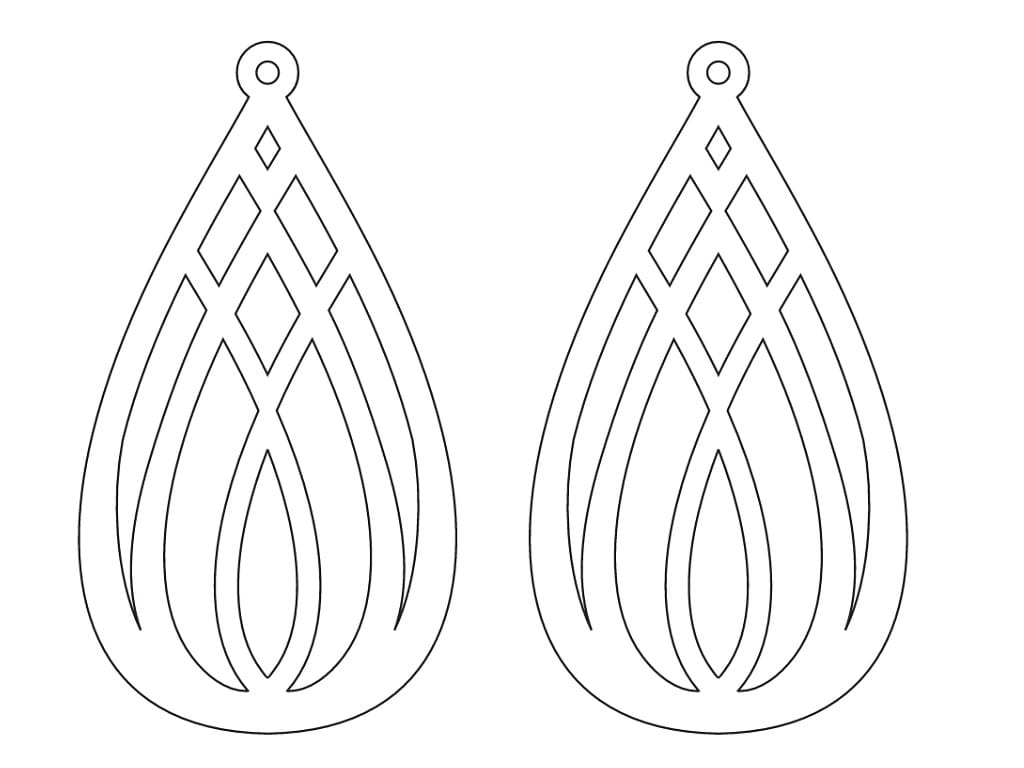 Laser Cut Wooden Teardrop Earrings