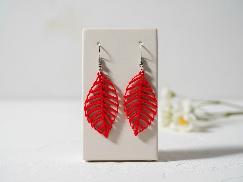 Laser Cut Acrylic Leaf Vein Dangle Earrings