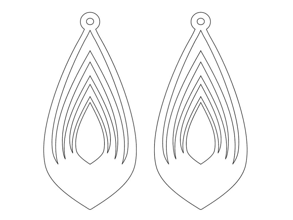 Laser Cut Wooden Teardrop Dangle Earrings
