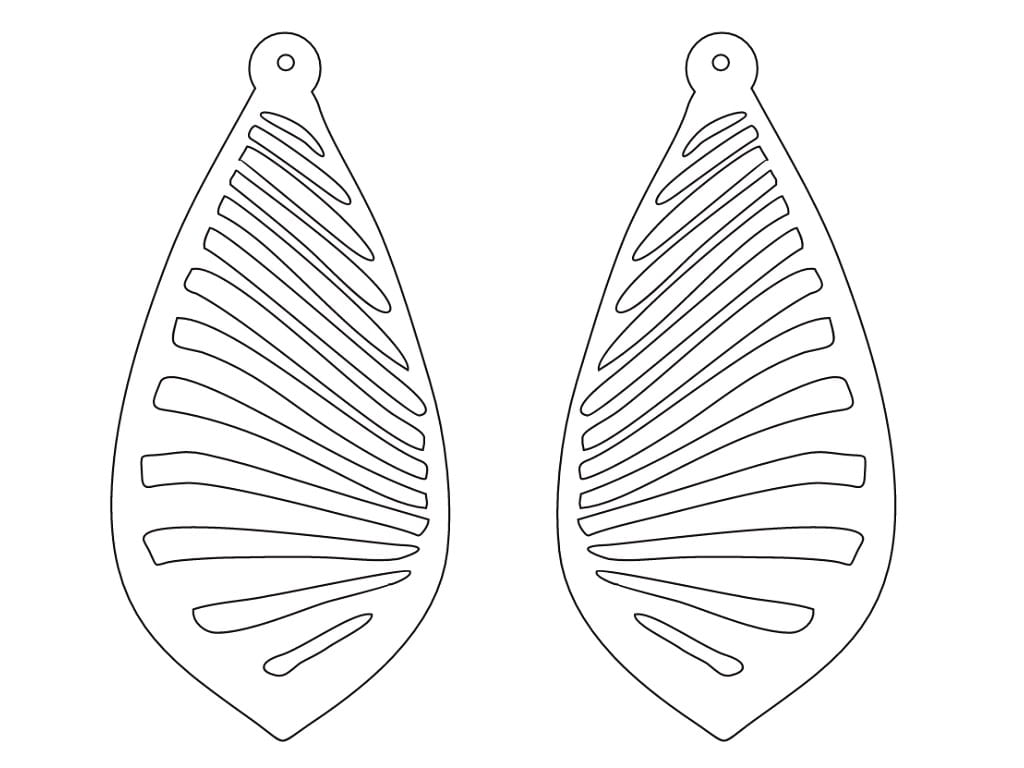 Laser Cut Wooden Curved Leaf Dangle Earrings