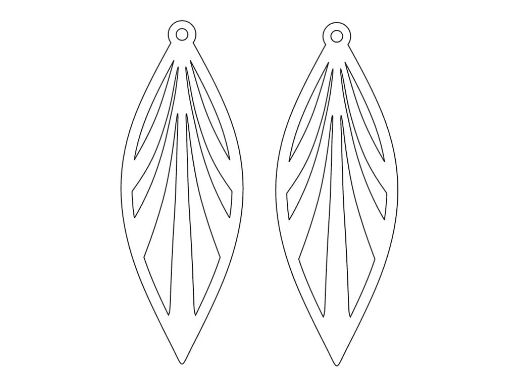 Laser Cut Wooden Geometric Leaf Dangle Earrings