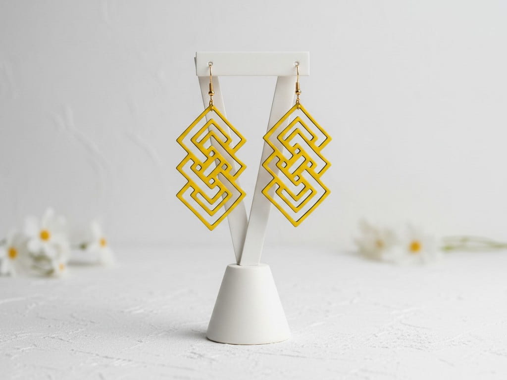 Laser Cut Modern Geometric Statement Earrings