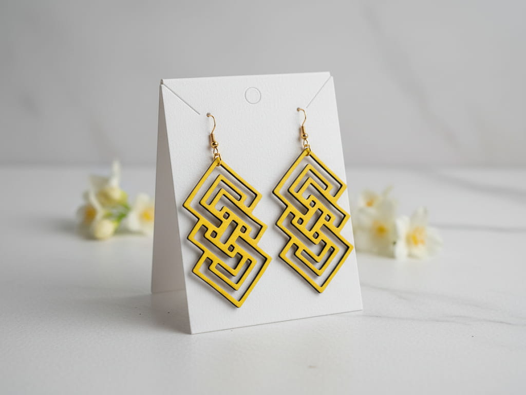 Laser Cut Modern Geometric Statement Earrings