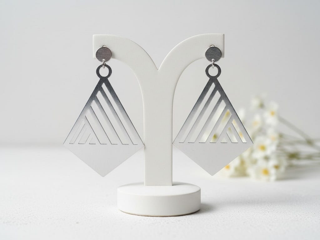 Laser Cut Geometric Diamond Dangle Earrings
