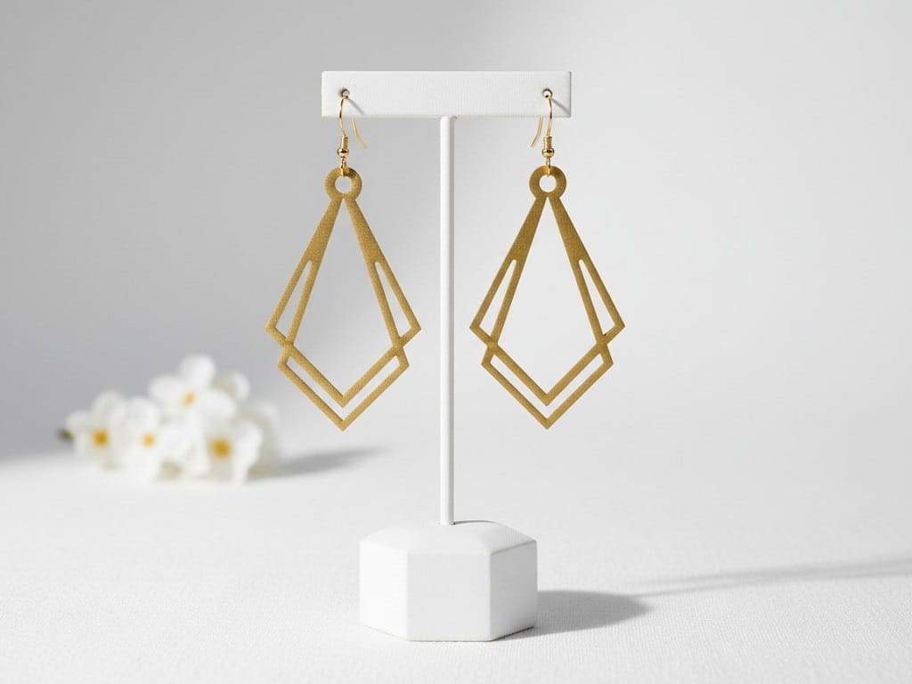 Laser Cut Minimalist Geometric Drop Earrings