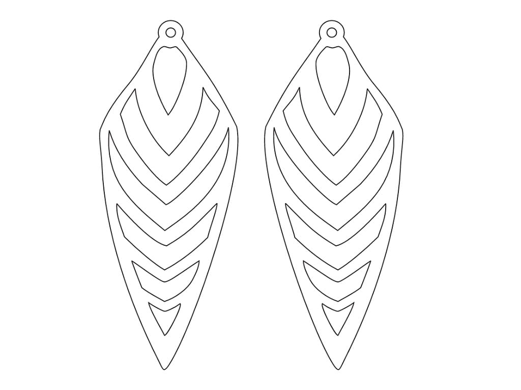 Laser Cut Chevron Feather Dangle Earrings