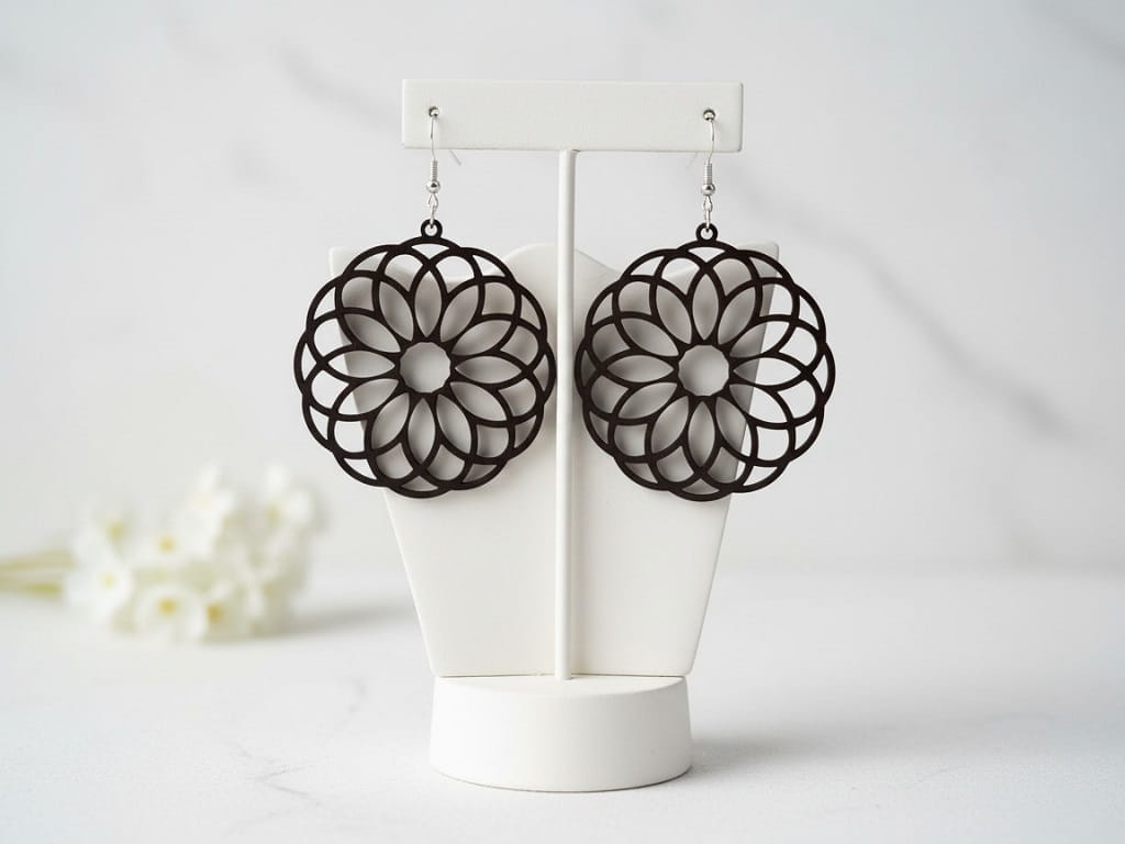 Laser Cut Round Floral Mandala Earrings