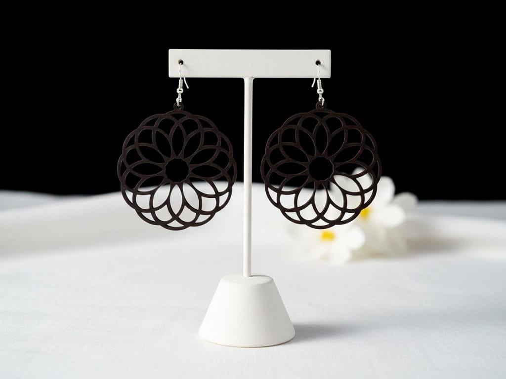 Laser Cut Round Floral Mandala Earrings