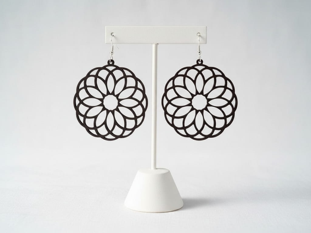 Laser Cut Round Floral Mandala Earrings