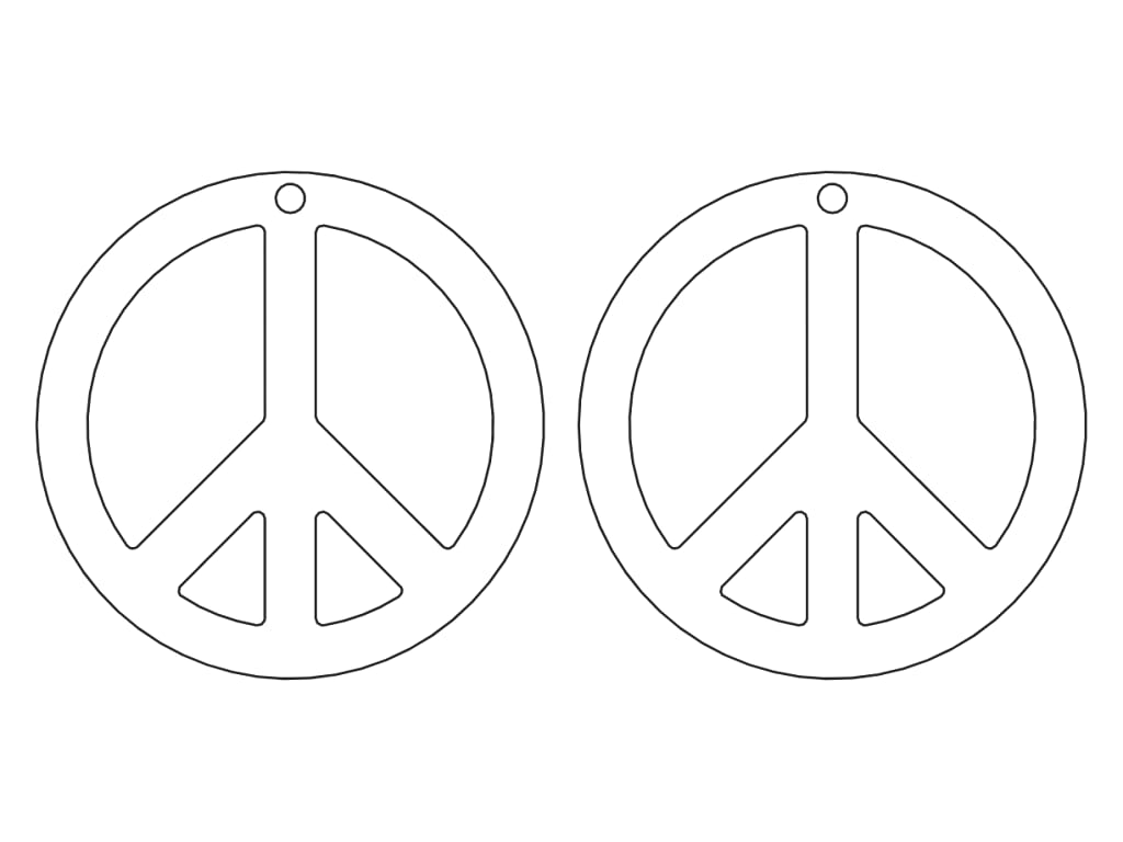 Laser Cut Peace Symbol Dangle Earrings