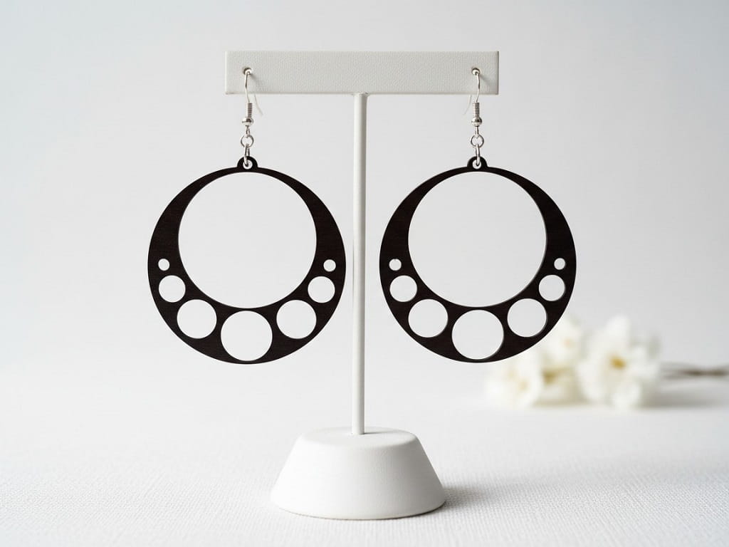 Laser Cut Bubble Hoop Dangle Earrings