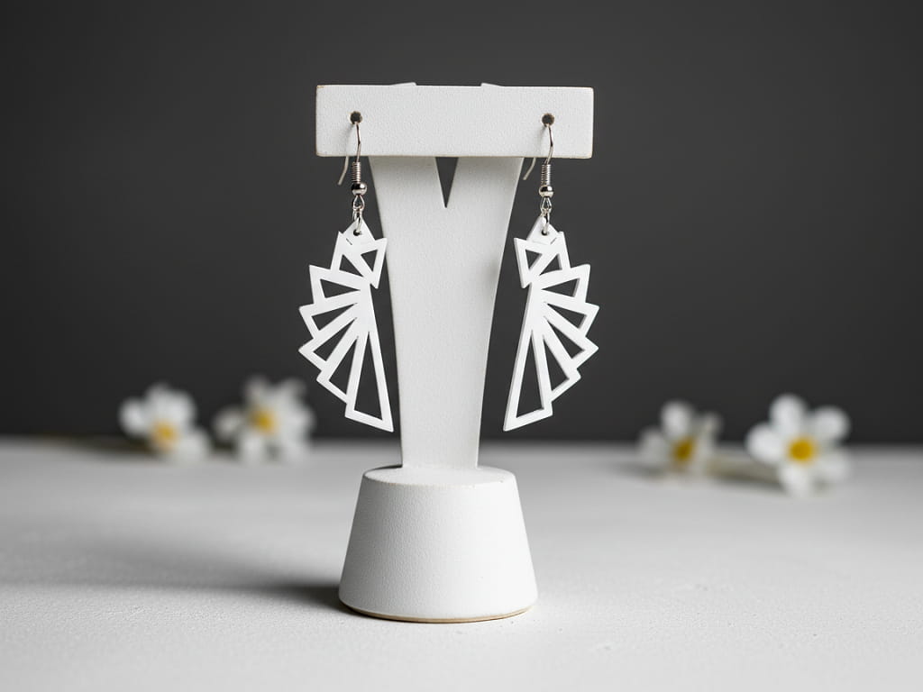 Laser Cut Geometric Fan Dangle Earrings
