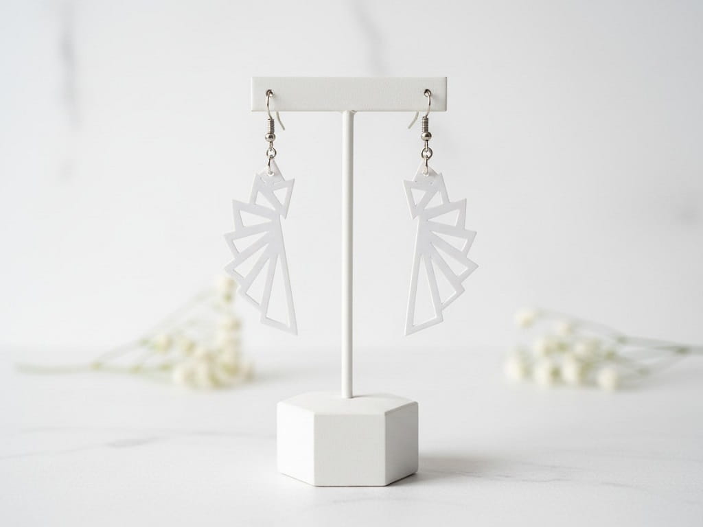 Laser Cut Geometric Fan Dangle Earrings