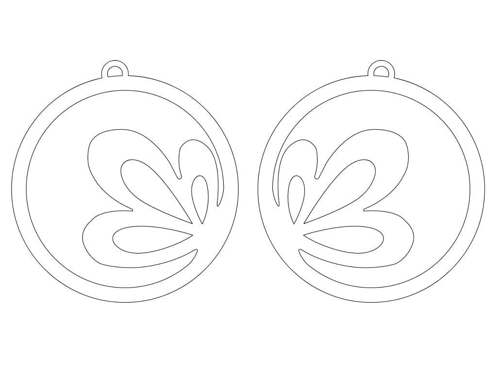Laser Cut Wooden Flower Hoop Dangle Earrings