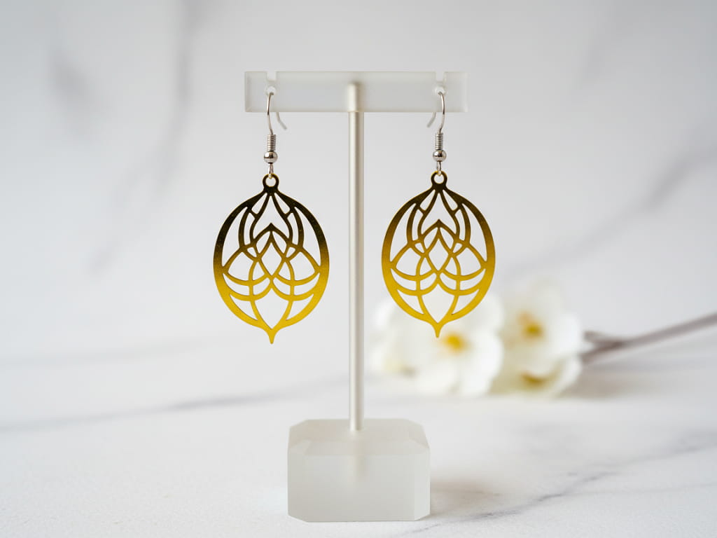 Laser Cut Geometric Teardrop Earrings