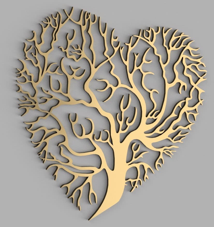 Heart Shaped Tree of Life Wall Decor Laser Cut File
