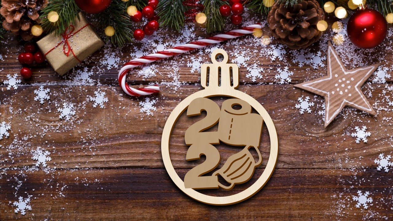 Wooden Christmas Ball with Face Mask Laser Cut File
