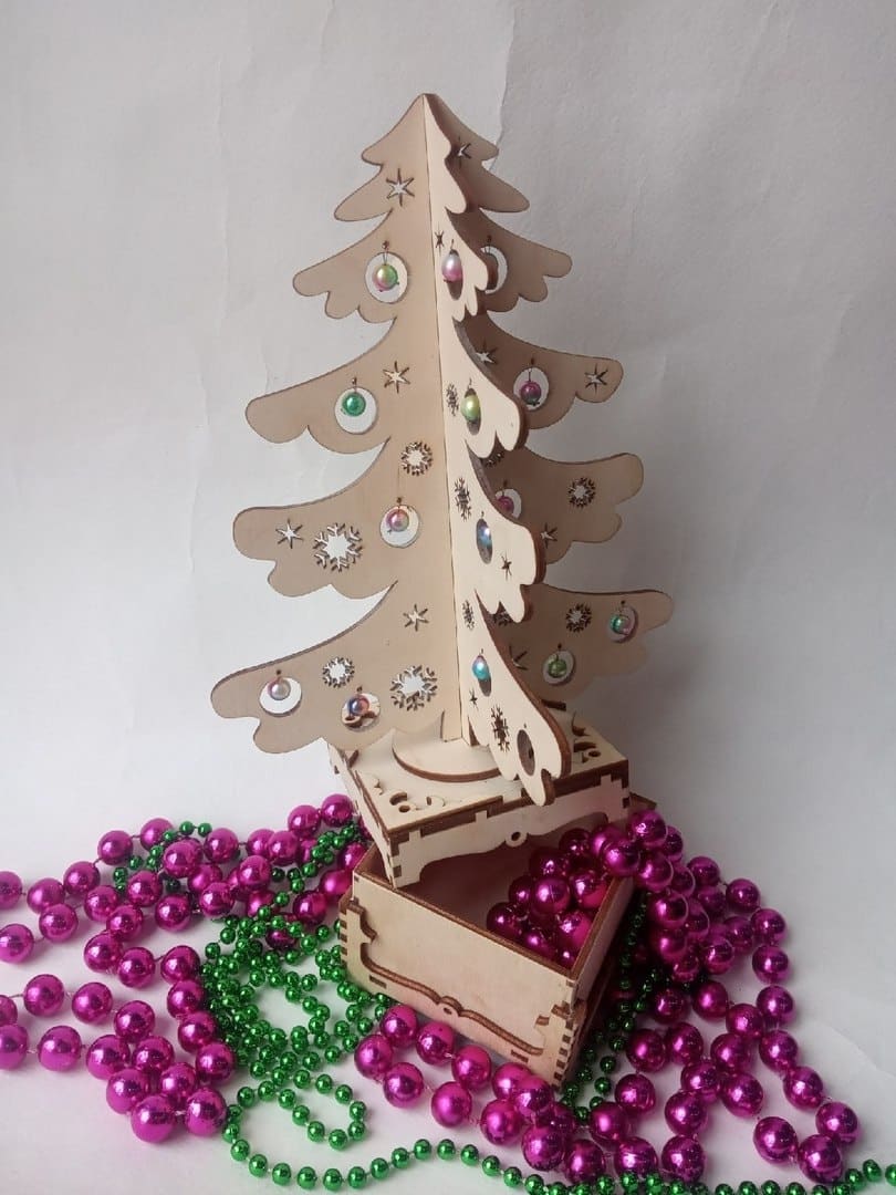 Wooden Christmas Tree Surprise Box CNC Laser Cut File