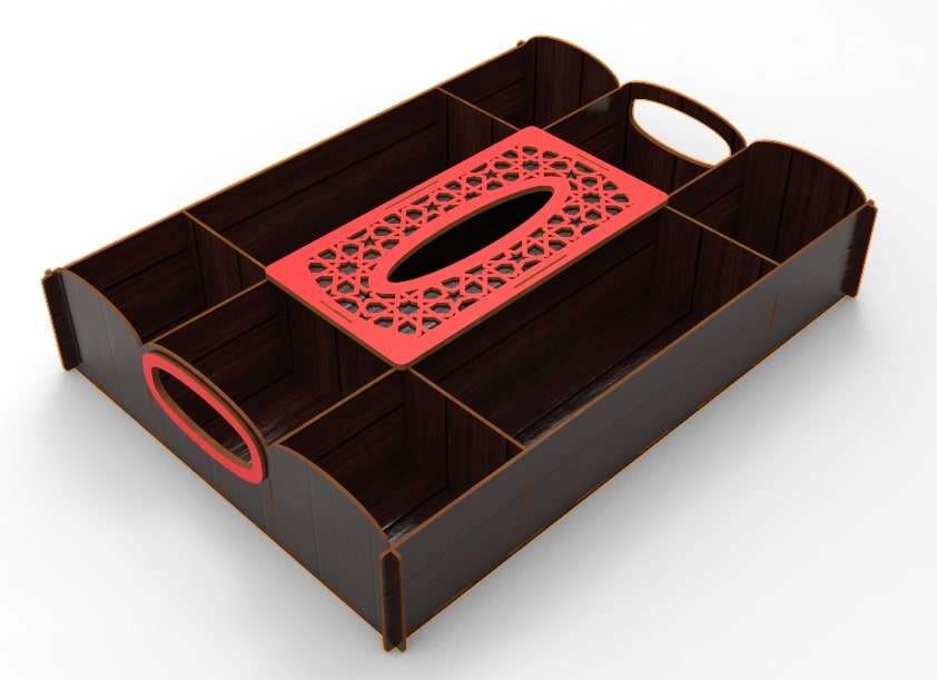 Laser Cut Wooden Serving Platter with Tissue Box 3mm