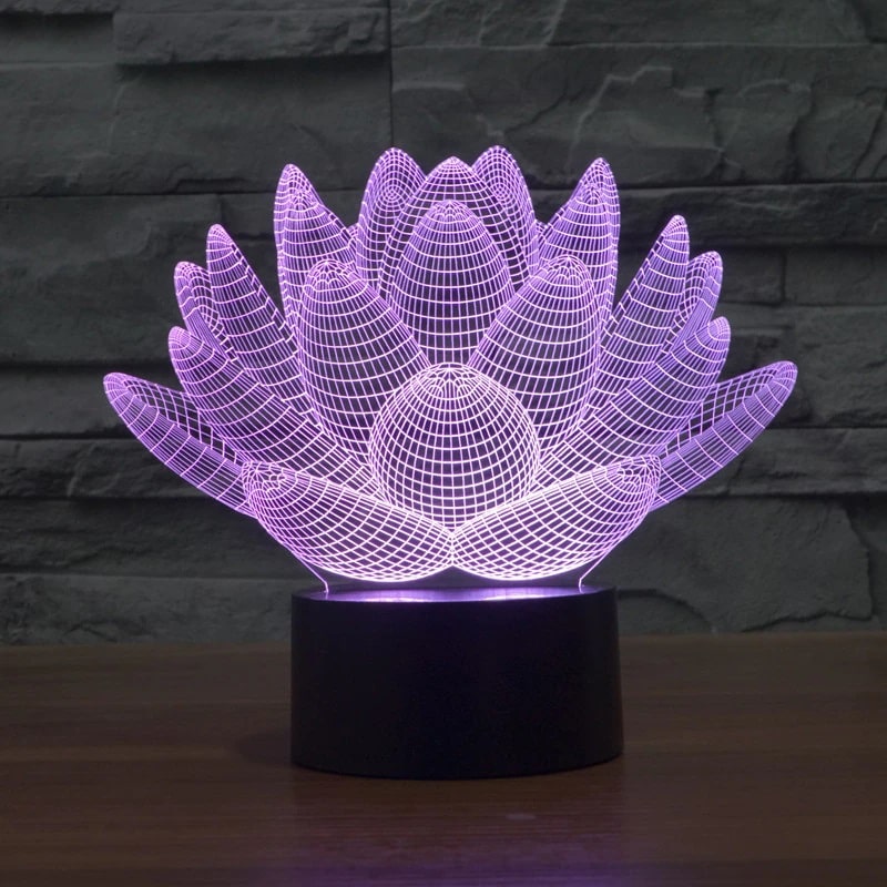 3D Optical Illusion Lotus Flower Lamp Laser Engraving FIle