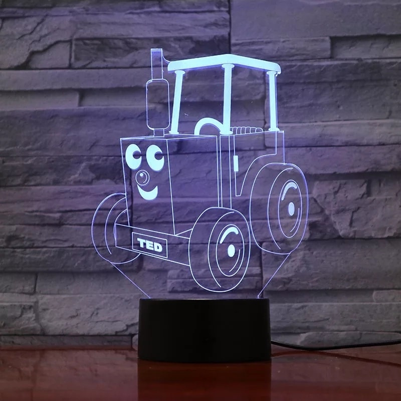 3D Optical Illusion Tractor Ted Night Light Lamp Laser Engraving FIle