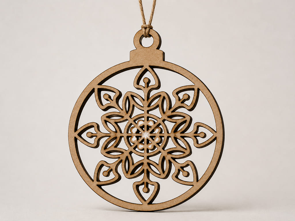 Laser Cut Wooden Snowflake Christmas Ornament CDR DXF SVG File Free ...