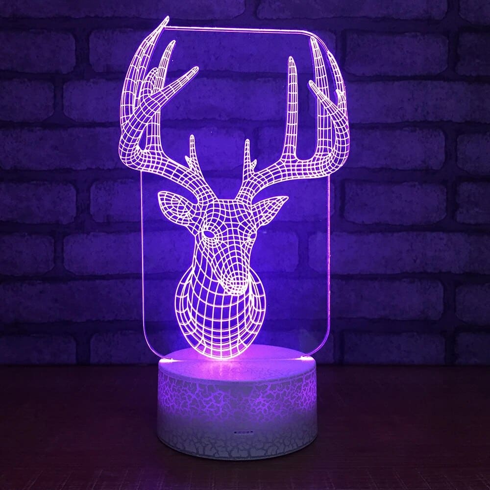 Perspex LED Deer Head Night Light Lamp Laser Engraving File