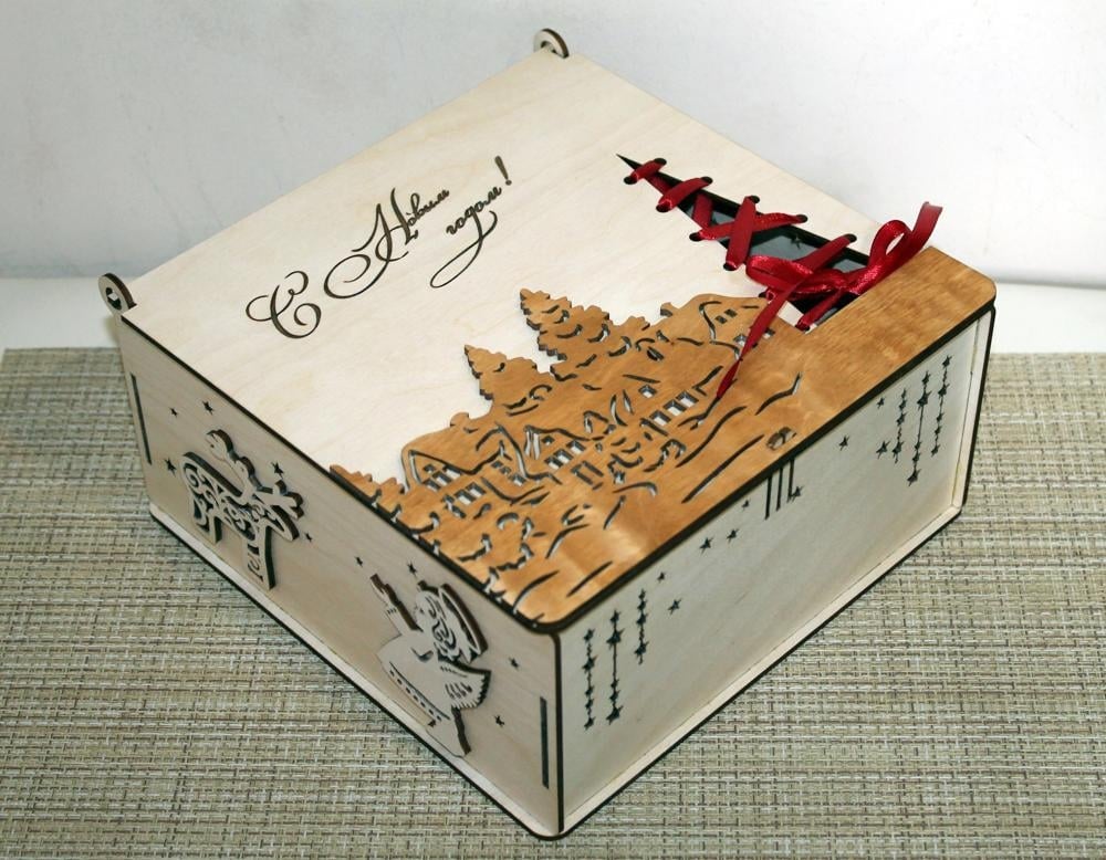 Decorative Wooden Christmas Gift Box Laser Cut File