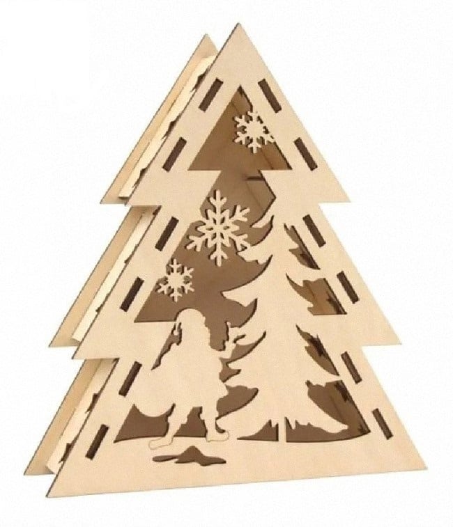 3D Herringbone Christmas Tree Light Box Laser Cut File
