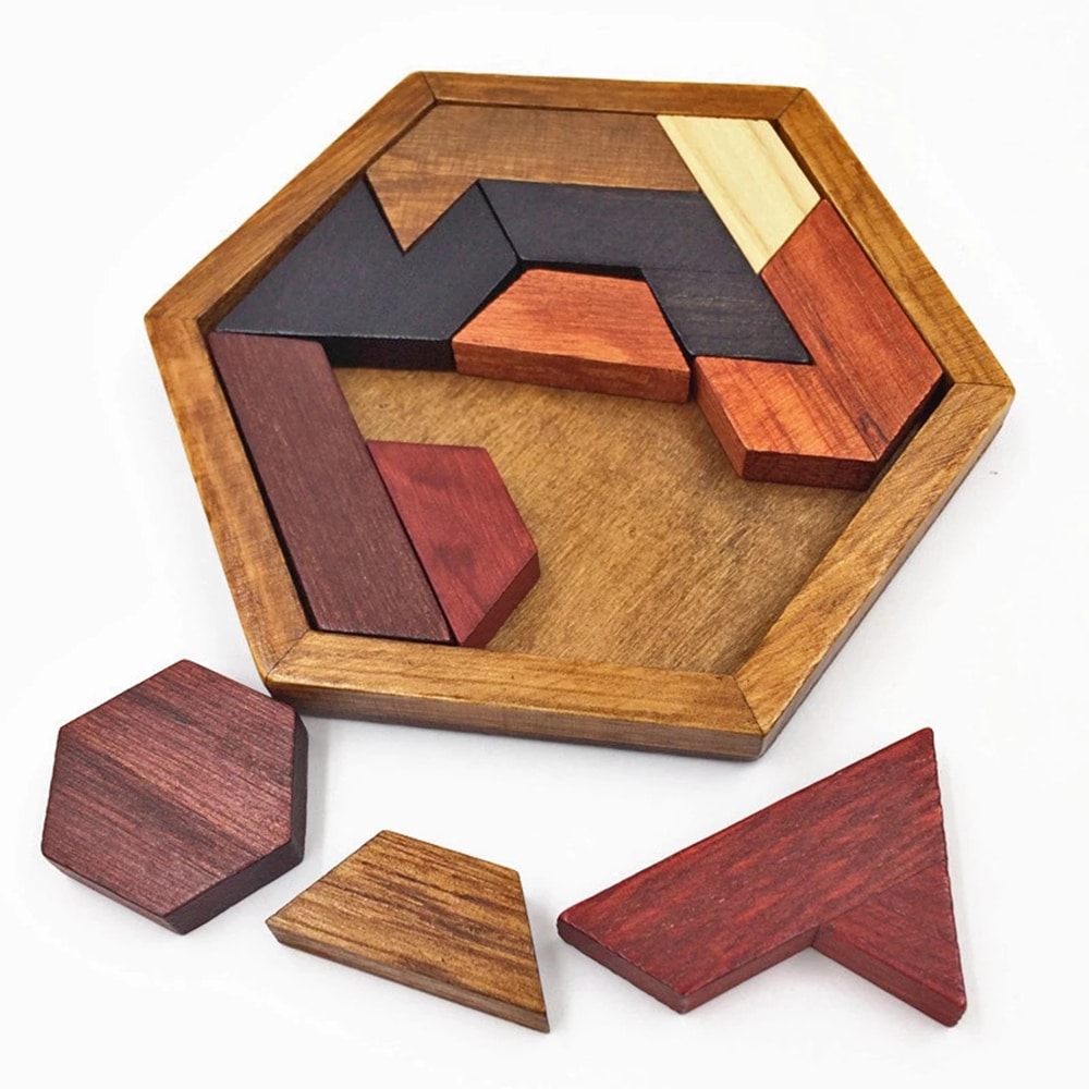 Wooden Hexagon Tetris Puzzle Board Laser Cut File