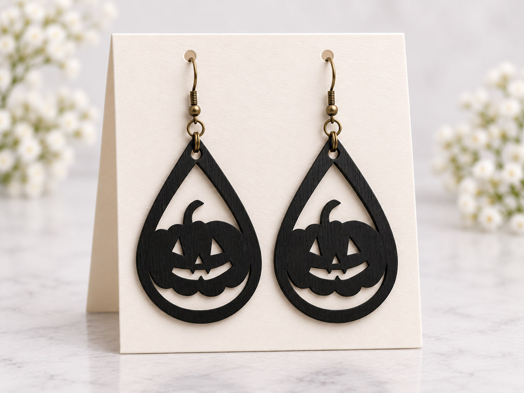 Earring Vector Sheapes Laser Cut Halloween Pumpkin Dangle Earrings CDR DXF SVG File Free ...