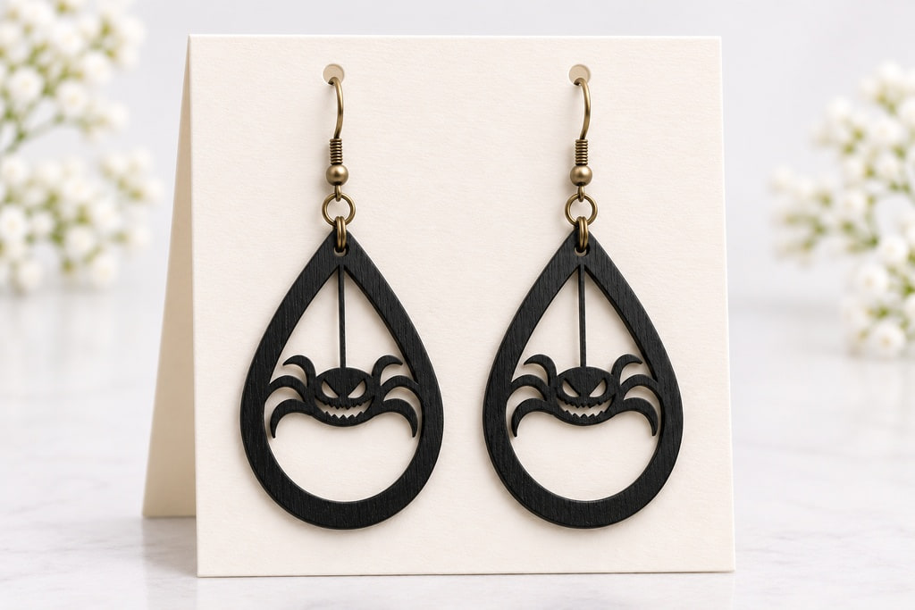 Laser Cut Spider Web Halloween Earrings CDR DXF SVG File Free Download ...