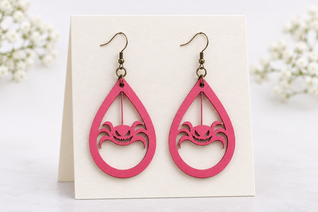 Laser Cut Spider Web Halloween Earrings CDR DXF SVG File Free Download ...
